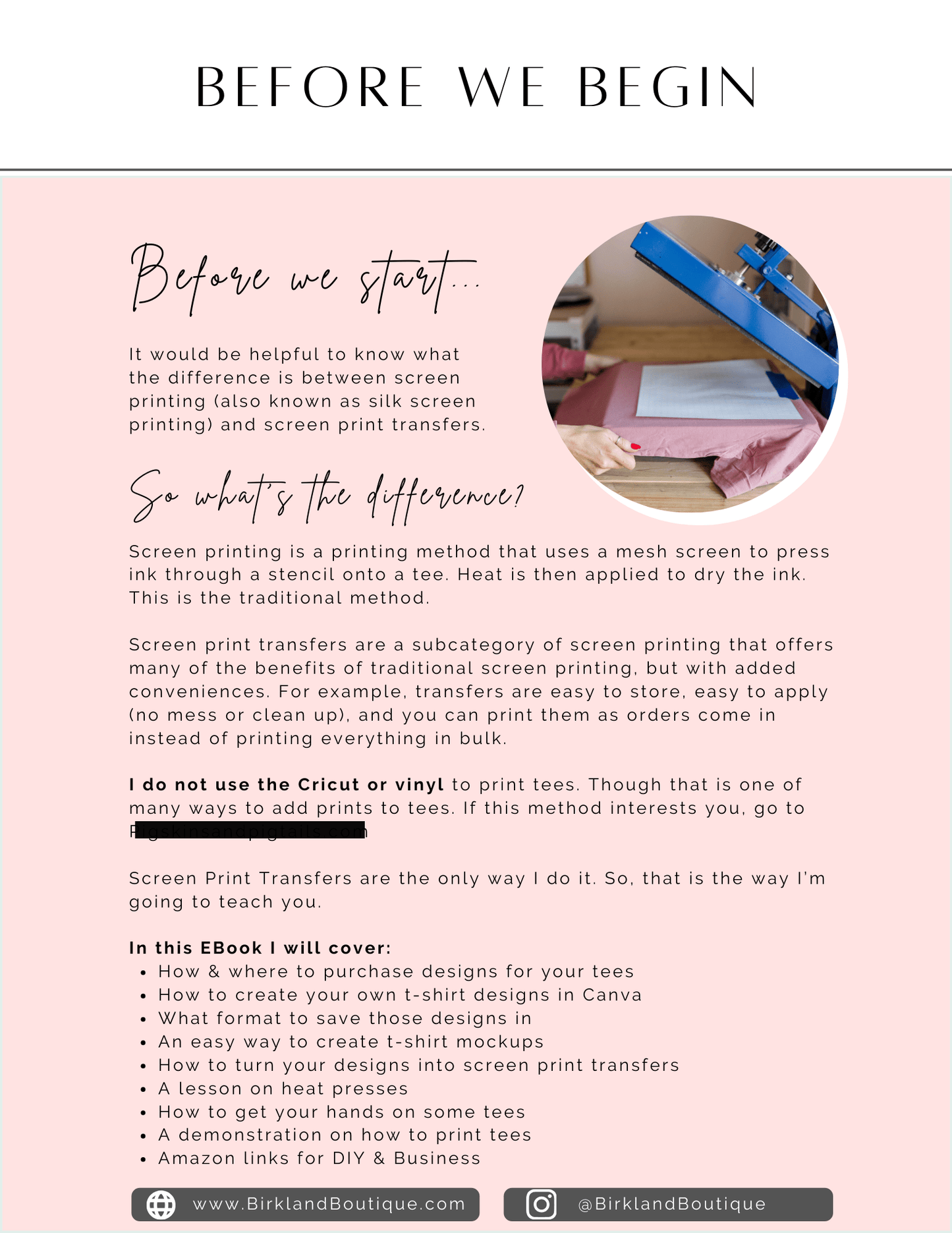 How to Start a T-shirt Printing Business at Home - EBOOK - Birkland Boutique