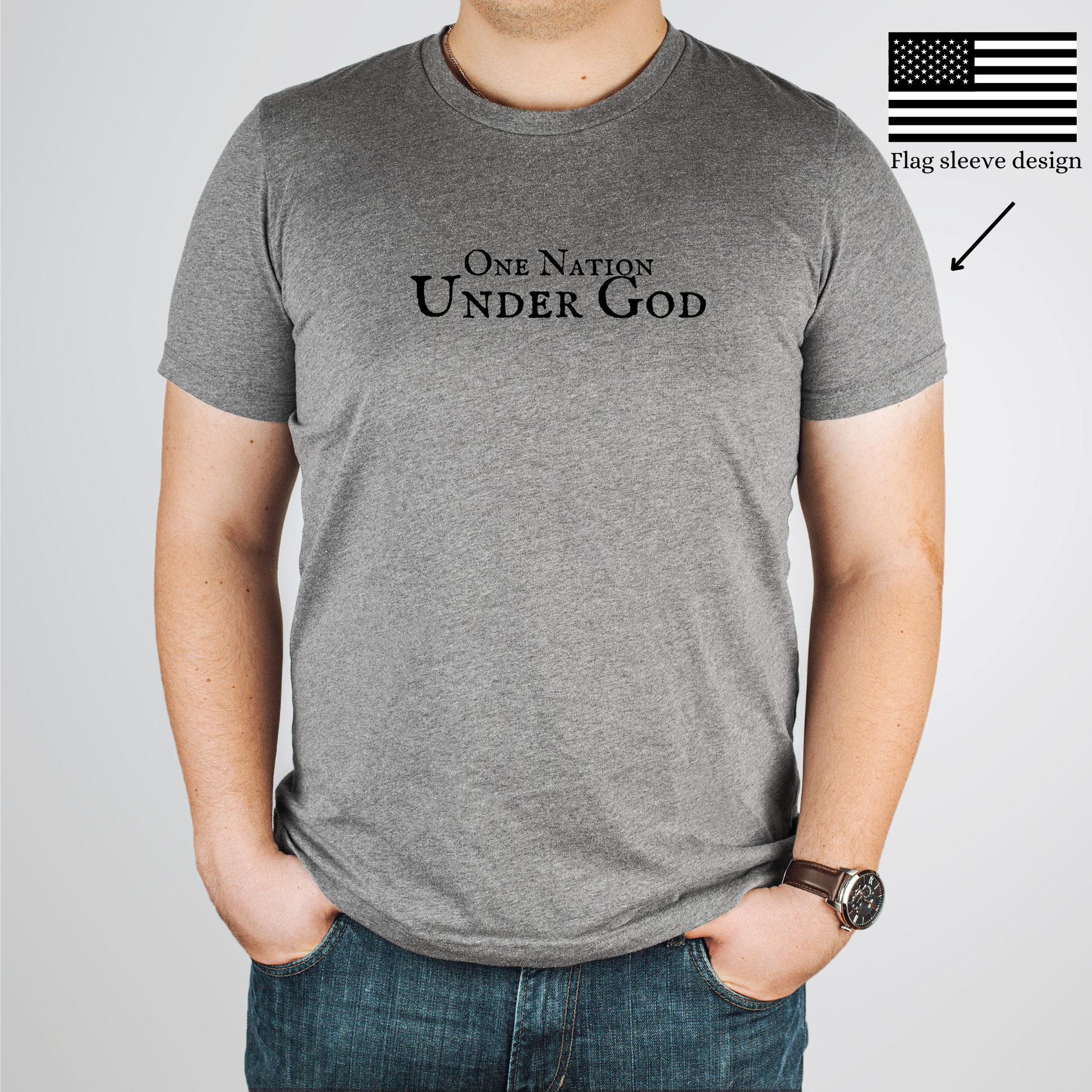 Christian patriotic men’s t-shirt with flag design One Nation Under God – Birkland Boutique