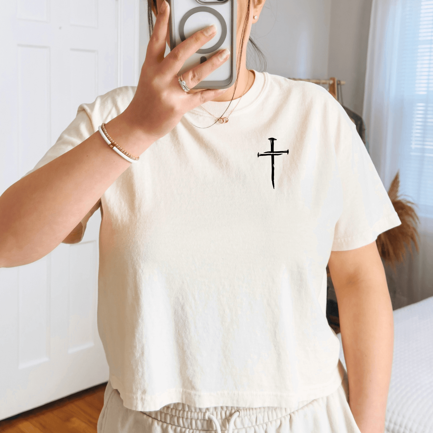 Minimal Cross Cropped T-Shirt | Christian Faith Apparel - Birkland Boutique