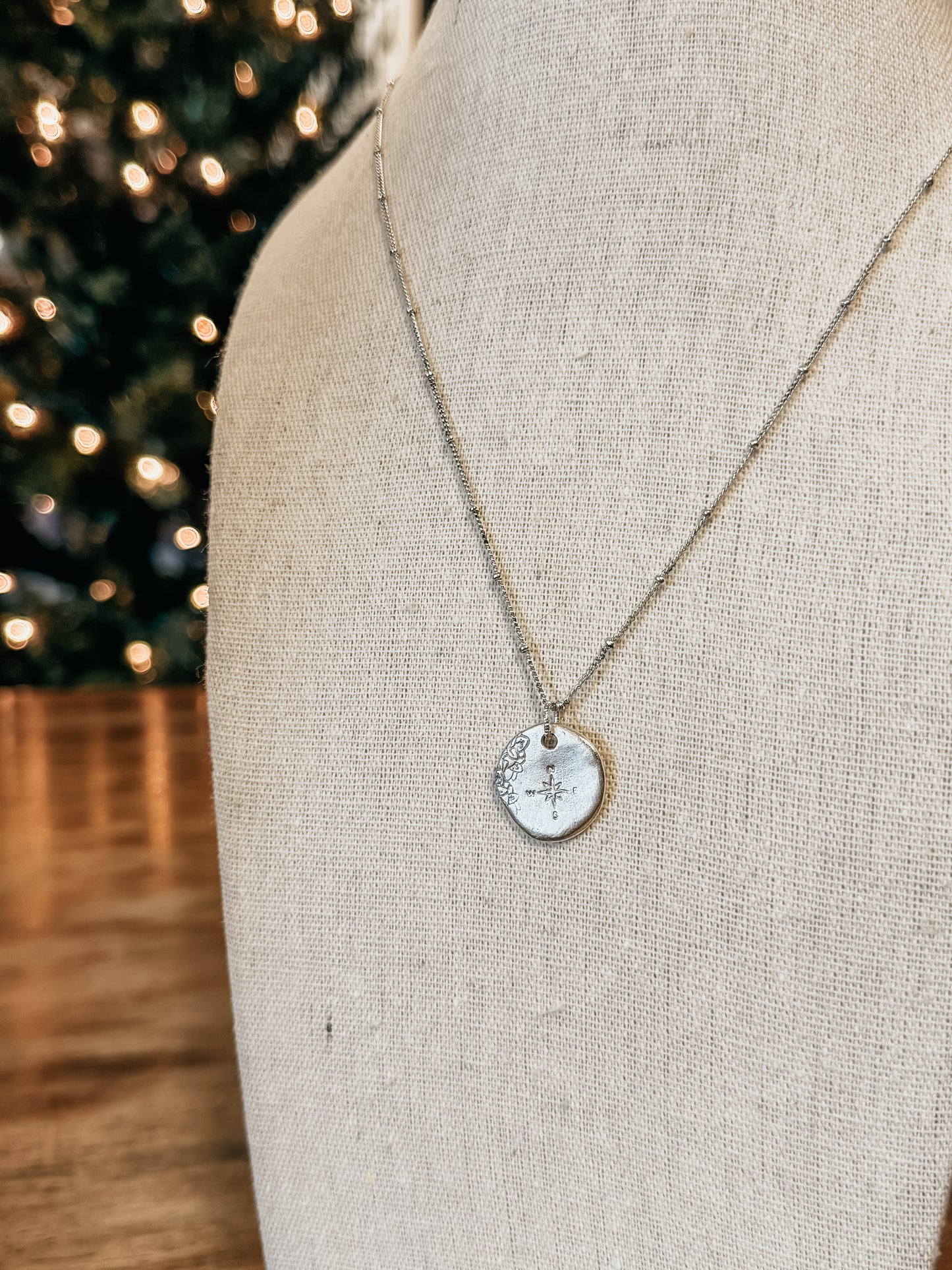 Turning North Necklace| Faith - Inspired Hand - Stamped Pendant - Birkland Boutique