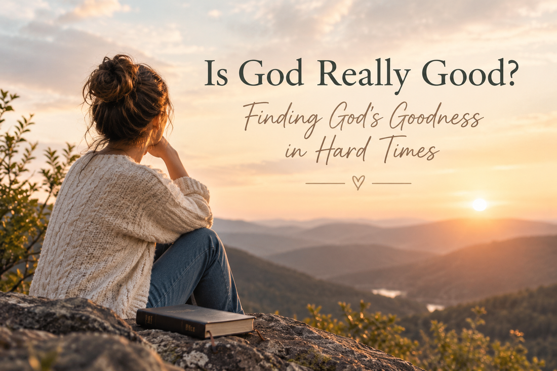 Christian woman reflecting on God's goodness and faith during hard times