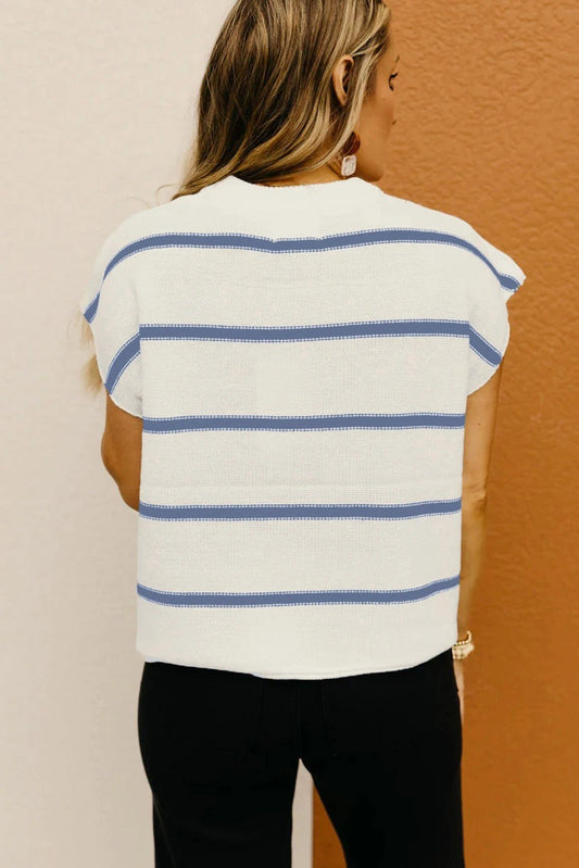 Baby Blue Striped Sweater Tee - Birkland Boutique