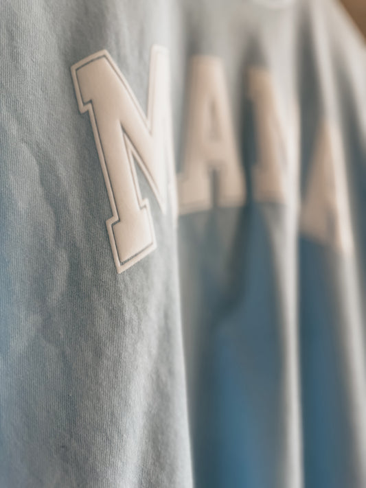 Mama (Puff) Crop Top Sky Blue - Women's T-shirt - Birkland Boutique