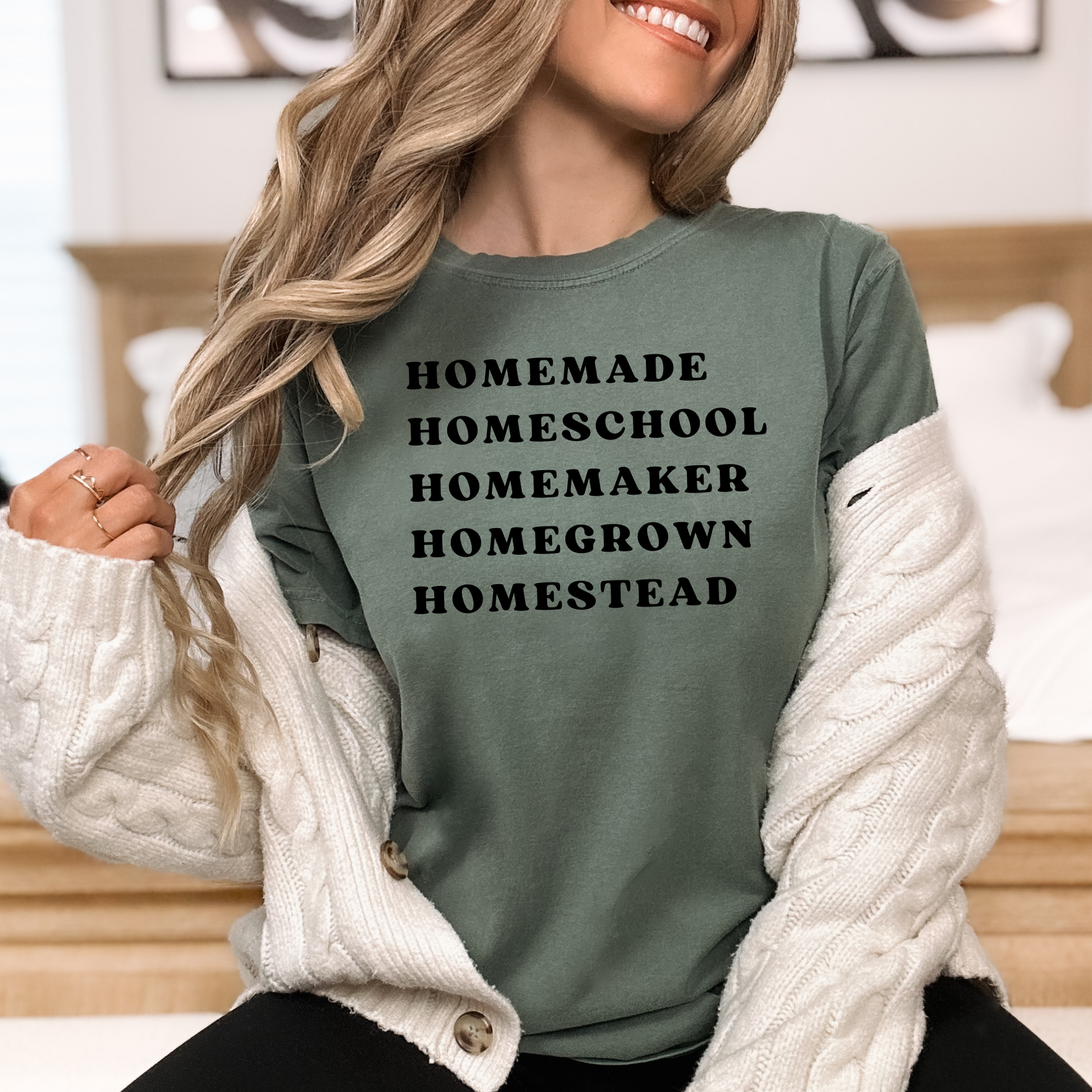 Oversized homestead tshirt with homemade homeschool homemaker homegrown homestead design – Birkland Boutique