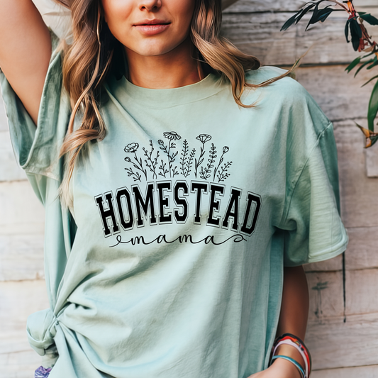 Women's t-shirt featuring homestead mama design