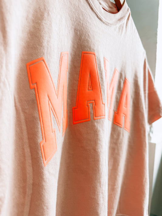Mama (Puff) Crop Top Peach