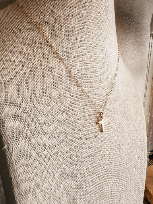 Gold Cross Necklace 18"
