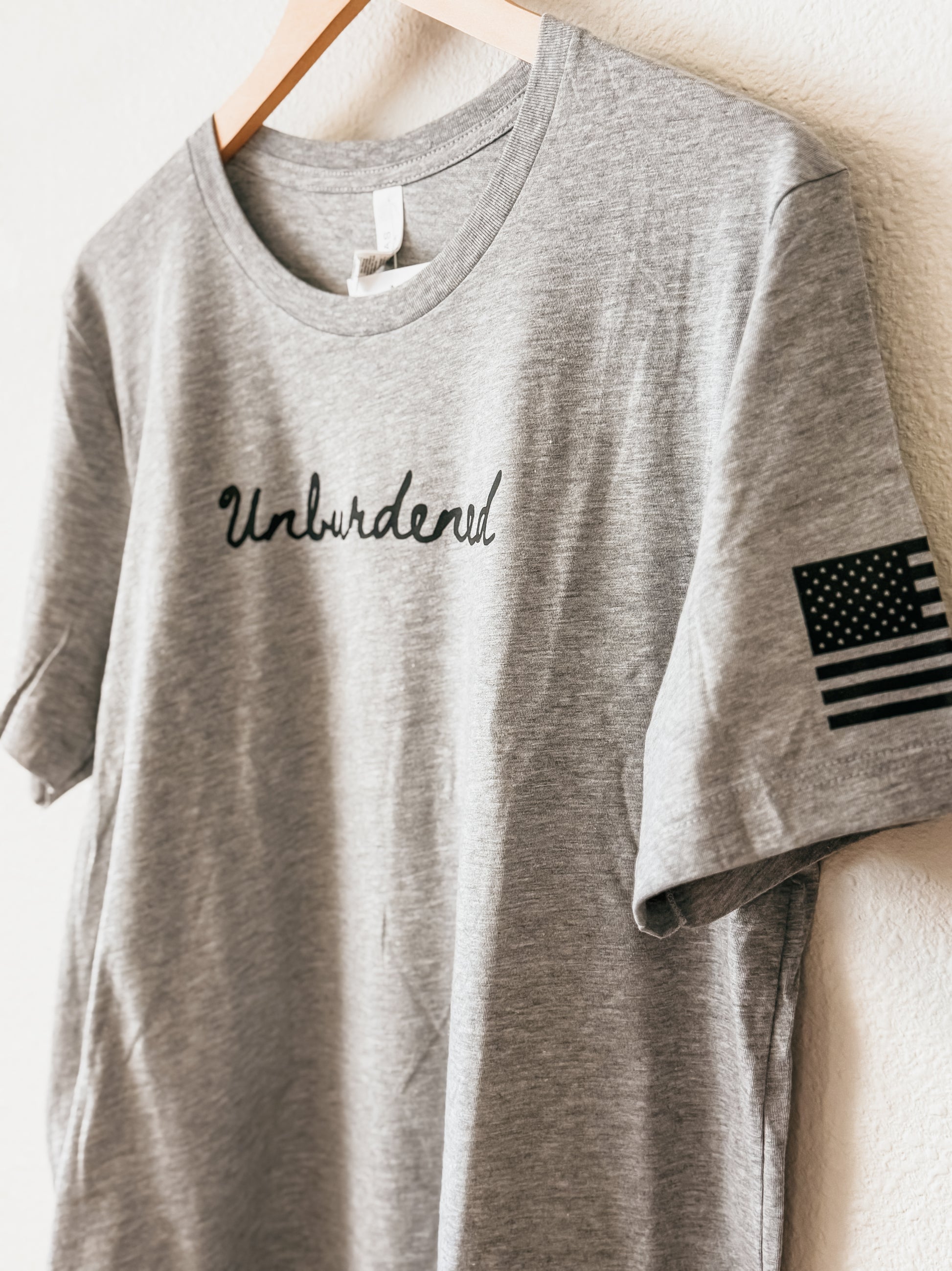 Unburdened w/Flag Sleeve Men's Tshirt - Birkland Boutique