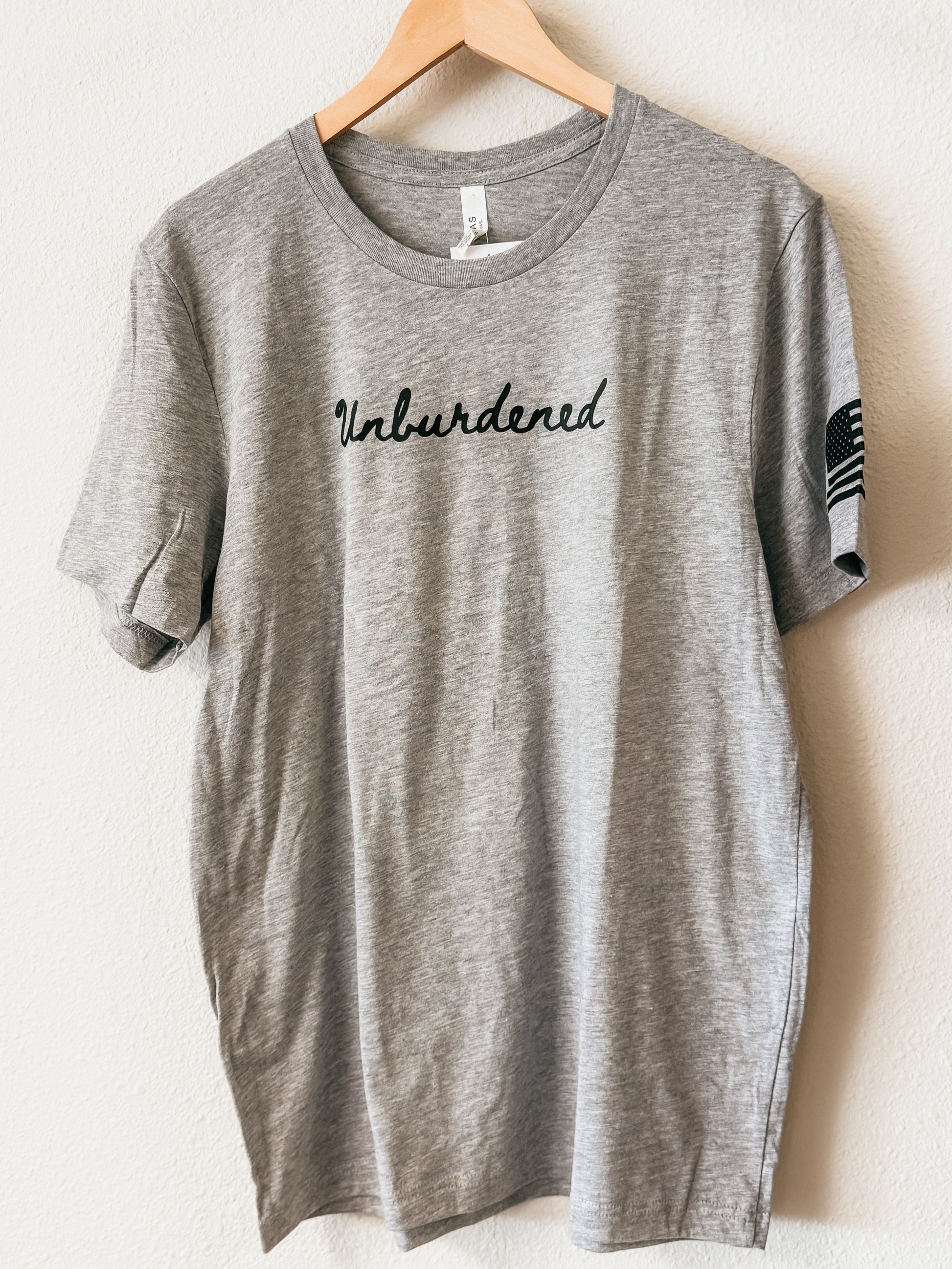 Unburdened w/Flag Sleeve Men's Tshirt - Birkland Boutique