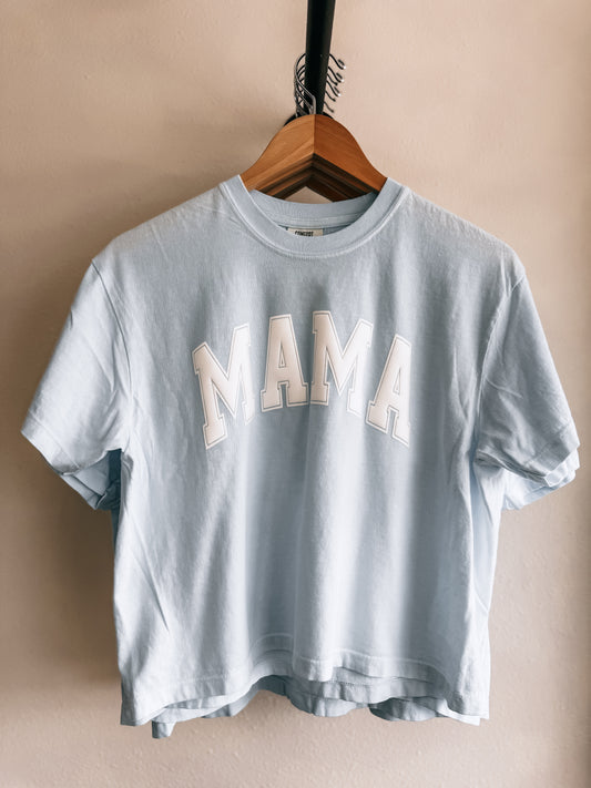Mama (Puff) Crop Top Sky Blue - Women's T-shirt - Birkland Boutique