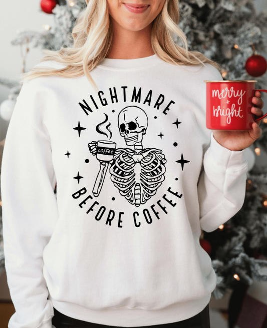 Nightmare Before Coffee White (crewneck)