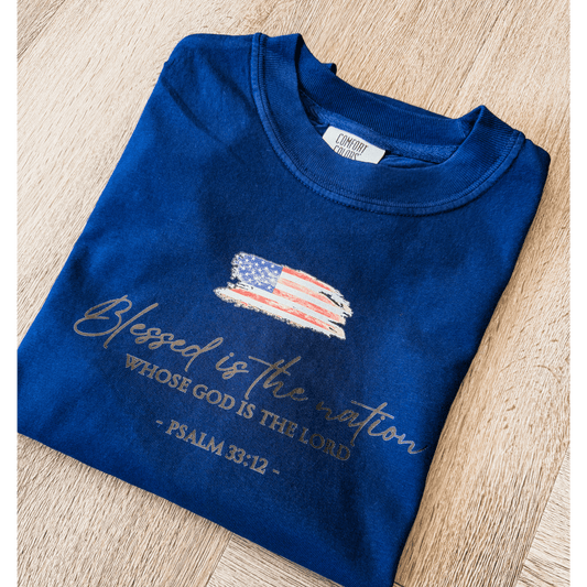 Blessed Is The Nation Patriotic Christian T-Shirt - Birkland Boutique
