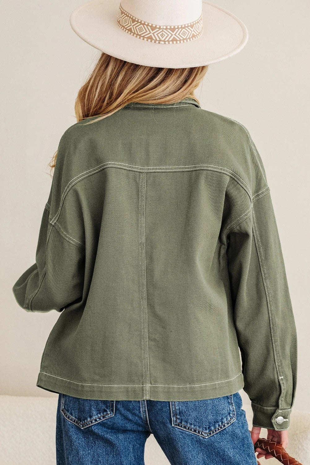 Smoke Green Boyfriend Denim Jacket - Birkland Boutique