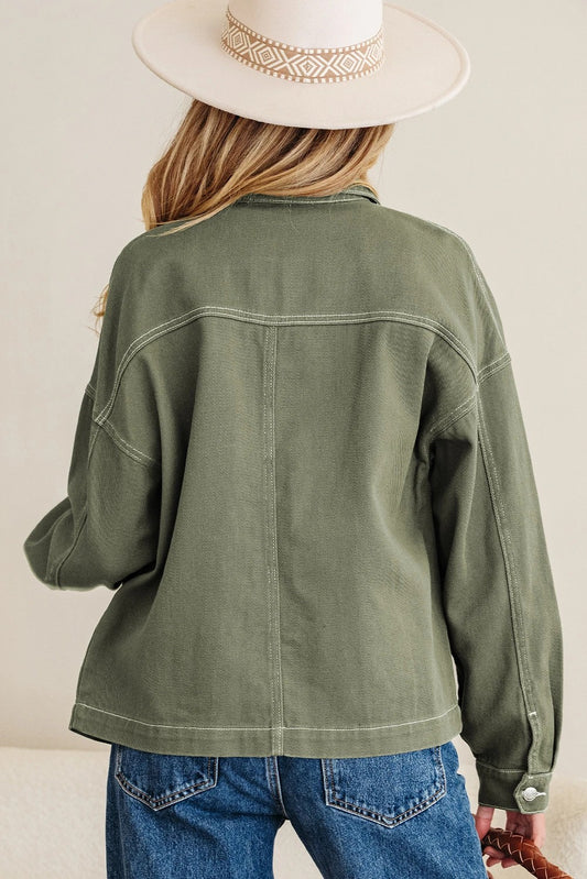 Smoke Green Boyfriend Denim Jacket - Birkland Boutique