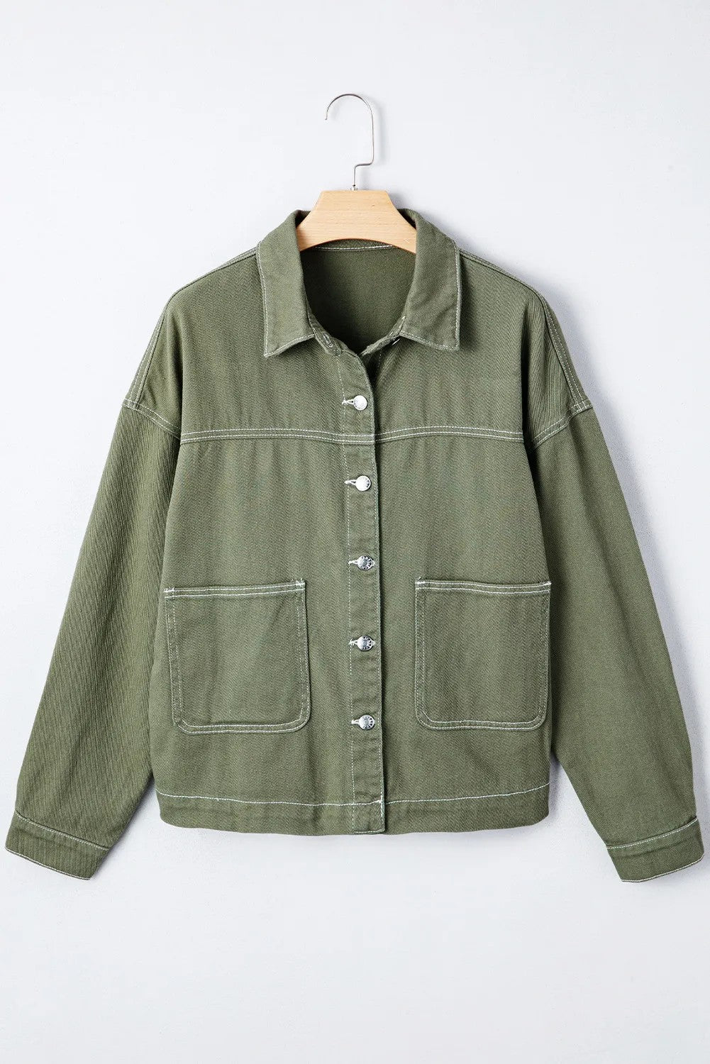 Smoke Green Boyfriend Denim Jacket - Birkland Boutique