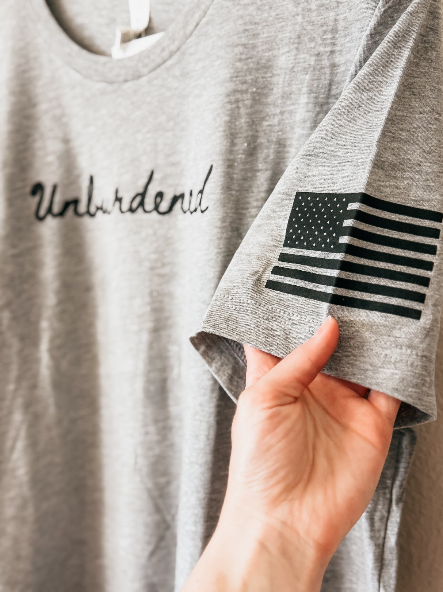 Unburdened w/Flag Sleeve Men's Tshirt - Birkland Boutique