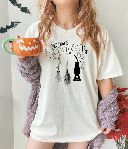 Come We Fly Halloween tee – fall graphic t-shirt by Birkland Boutique