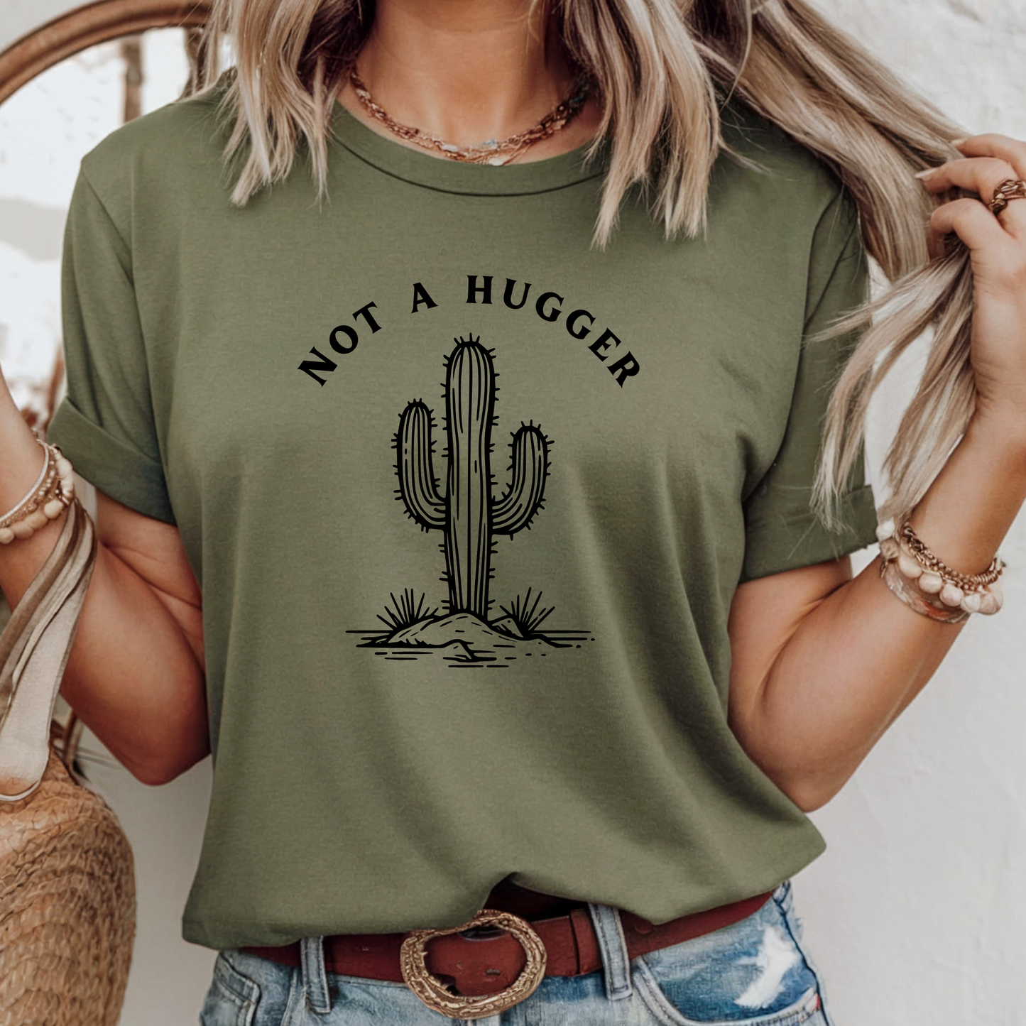 Not A Hugger Cactus - Transfer Design (Black)