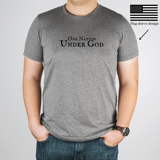 Christian patriotic men’s t-shirt with flag design One Nation Under God – Birkland Boutique