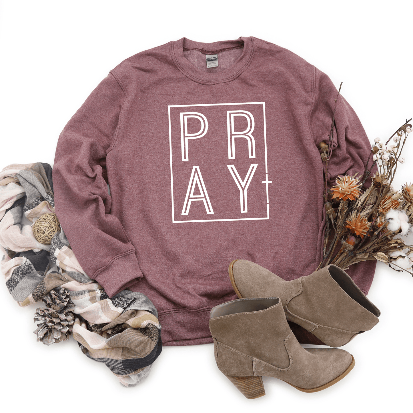 PRAY Crewneck Sweatshirt | Faith - Based Minimalist Design – Birkland Boutique - Birkland Boutique