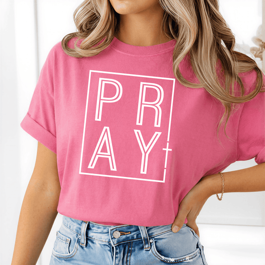 PRAY Graphic Tee | Faith - Based Pink T-Shirt - Birkland Boutique