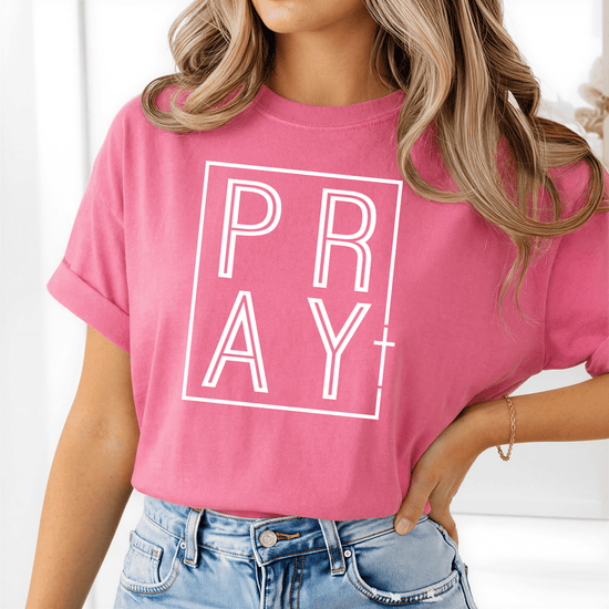 PRAY Graphic Tee | Faith - Based Pink T-Shirt - Birkland Boutique