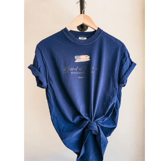 Blessed Is The Nation Patriotic Christian T-Shirt - Birkland Boutique