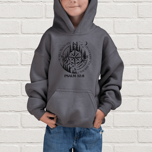 Youth Psalm 32:8 Compass Hoodie - Birkland Boutique
