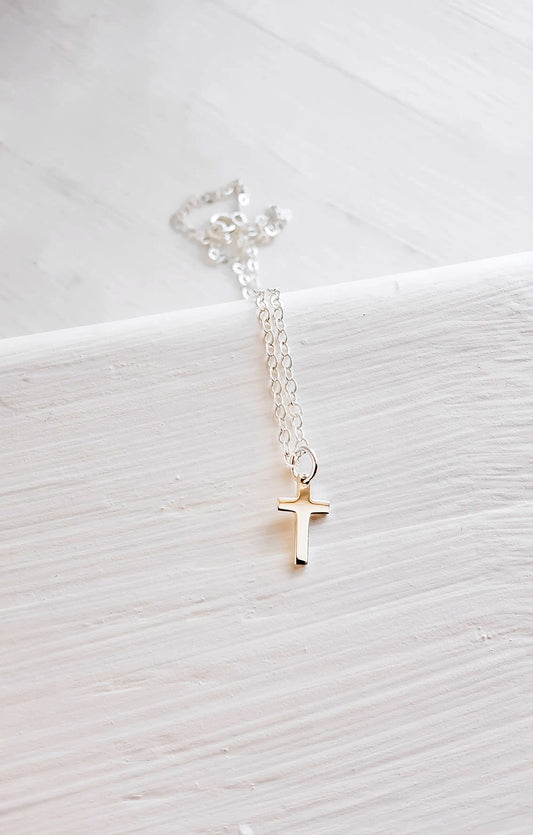 petite cross sterling silver necklace