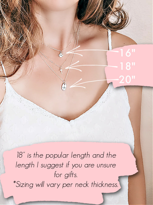 necklace chain length for 16 inch 18 inch and 20 inch chain